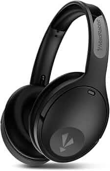 MadRabbit Touch ANC Foldable Over Ear Wireless Bluetooth Headphones with Mic, Hybrid Active Noise Cancellation,85H Battery & 40MM Drivers, Transparent