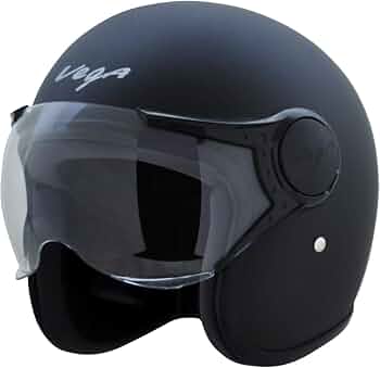 Vega Jet ISI DOT Certified Matt Finish Open Face Helmet for Men and Women with Clear Visor(Dull Black, Size:M) : Amazon.in: Car & Motorbike