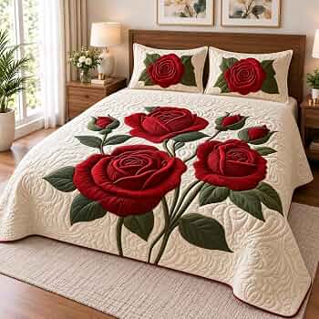 Buy Homedy Actual 7D Feel Digital Printed Classic Red Rose Double Bedsheet, Air Cotton Soft & Breathable for Bed Room 2 Matching Pillow Covers, Gift,